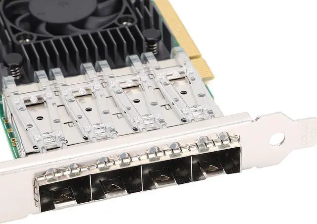 Alt view image 7 of 7 - Quad Port PCIe X8 10 Gigabit Ethernet Server Network Card with SFP28 and LC Fiber Port