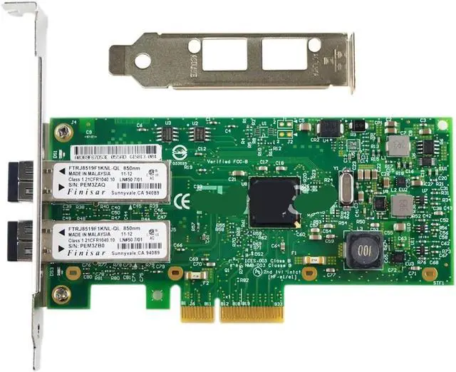 Alt view image 2 of 3 - I350-F2 PCI-Ex4 Dual Port Gigabit Multi-Mode Fiber Network Card Comes with Modules I350AM2 chipset