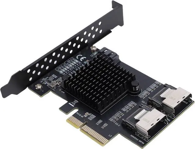 Alt view image 5 of 7 - PCIe to Serial ATA Card, PCI Express 4X to 2 Port SFF 8087 and 1 Port Serial ATA 3.0 Expansion Card with Low Power Consumption, for NAS Desktop Server PC