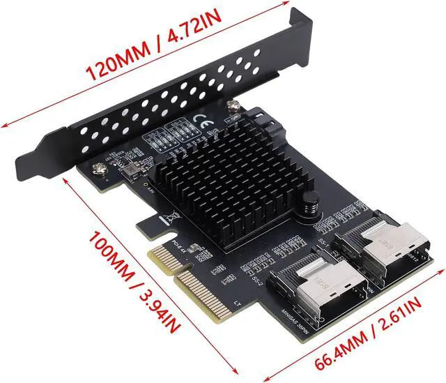 Alt view image 6 of 7 - LICAEVEY PCI Express SATA Card 6Gbps, PCIe 4X to 2 MiniSAS SFF 8087 + 1 SATA 3.0 Port, Low Power Realtek Chip Expansion Card for NAS PC Server