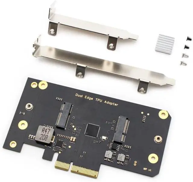 Alt view image 7 of 7 - Dual Edge TPU PCIe Adapter for Two Coral M.2 Accelerator Cards,PCIe Gen3 x4 to 4X Gen2 x1 Lane Splitter with Heatsink,AI Edge Computing