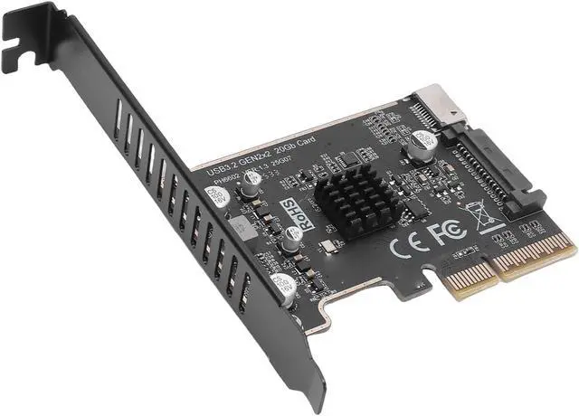 Alt view image 7 of 7 - Gugxiom PCIe to USB 3.2 Expansion Card, 20Gbps Type E Key A Front Header Adapter, Internal Type C Converter with ASM3242 Chip SATA 15Pin Power for Desktop PC