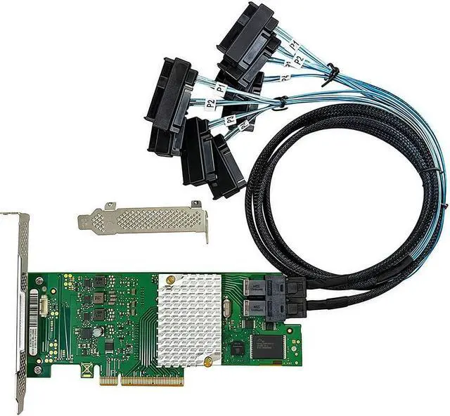 Alt view image 2 of 6 - SAS HBA Card Compatible with LSI 9300-8i IT Mode & D3307 PCIe SATA Expansion Card, 8-Port 12Gbps PCIe 3.0, Expander Support, HBA Controller with 2X SFF-8643 to 4X 8482 SAS Cables for TrueNAS unRAID