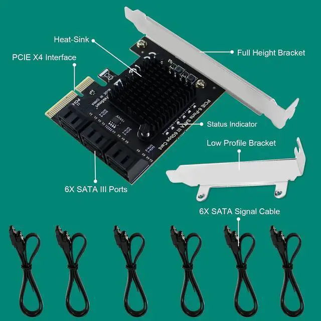 Alt view image 7 of 7 - PCIE to 6-Ports 6Gbps Max Speed SATA III Expansion Card for Desktop PCs, Plug and Play on Windows OS MAC OS Linux System, ASMedia ASM1166 None-Raid PCIE SATA III Host Controller (FS-S6-Pro)