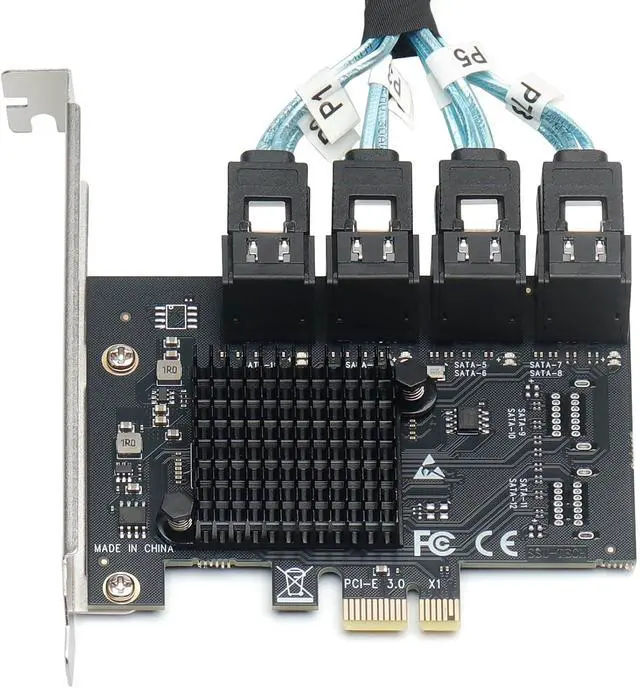 Alt view image 3 of 6 - 8-Port SATA III 6Gbps PCIe Card - 4K Video Editing Storage, Multi-OS/Mining/Server, ASM1064 Chipset with Cables