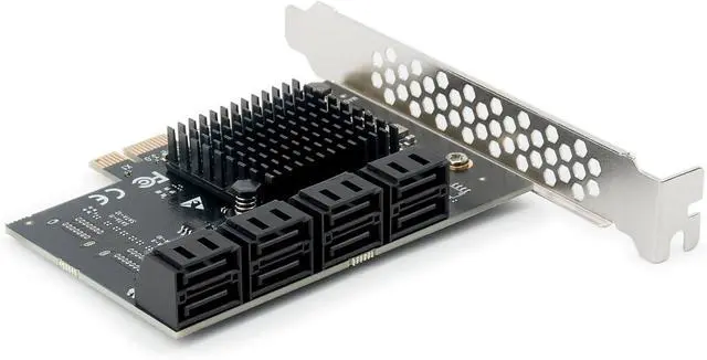 Alt view image 2 of 6 - 8-Port SATA III 6Gbps PCIe Card - 4K Video Editing Storage, Multi-OS/Mining/Server, ASM1064 Chipset with Cables