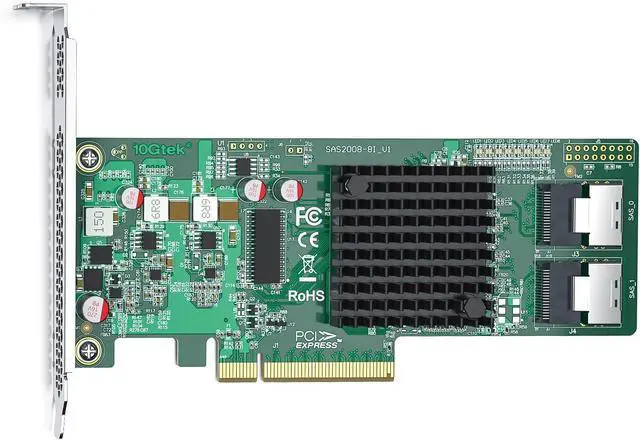 Alt view image 2 of 3 - ipolex Internal PCIe SAS/SATA HBA RAID Controller Card, SAS2008 Chip, PCIe 2.0 x8, Dual SFF-8087 Mini SAS, Windows/Linux/VMware Compatible, LSI 9211-8i Equivalent