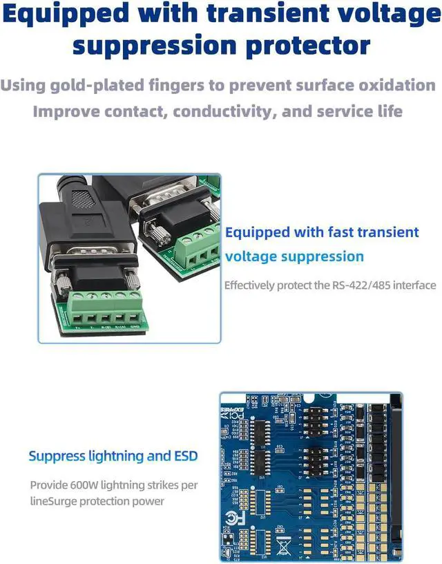 Alt view image 4 of 7 - PCIE to 2 Ports RS-485/422 Serial Card with 1-to-2 Serial Ports Cable,Terminal Blocks,Expansion Card with 2 DB9 Connectors COM Ports Adapter Card Support Windows 10/8.1/8/7,with AX99100 Chip
