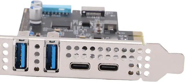Alt view image 6 of 7 - Bewinner PCIe Expansion Card, PCIE to USB 3.2 Gen 1 Card 10Gbps 2X USBC 2X USBA Ports for Desktop PC OS X, with USB Type E 19pin Interfaces