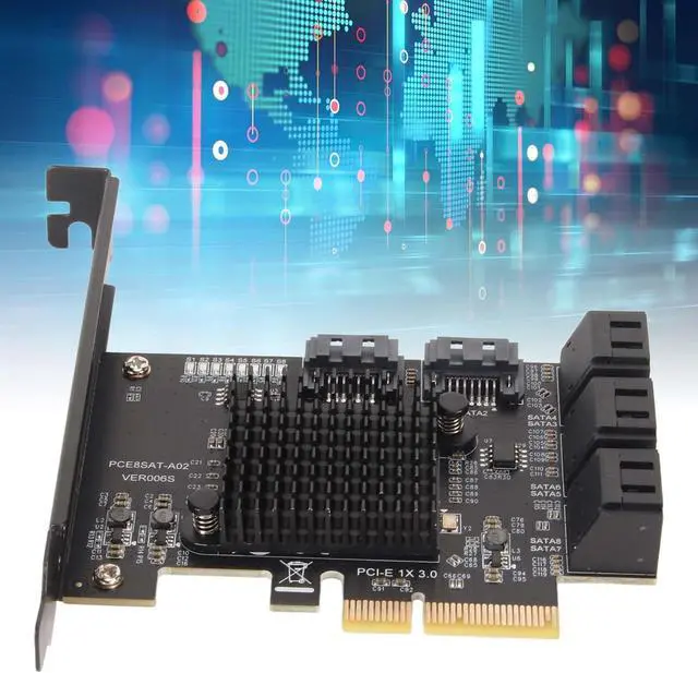 Alt view image 3 of 7 - Pomya 8 Port SATA Card, PCIE to SATA 3.0 Expansion Board with Large Heat Sink, Short Baffle for and Linux, Support Hot Swappable Boot System Disk