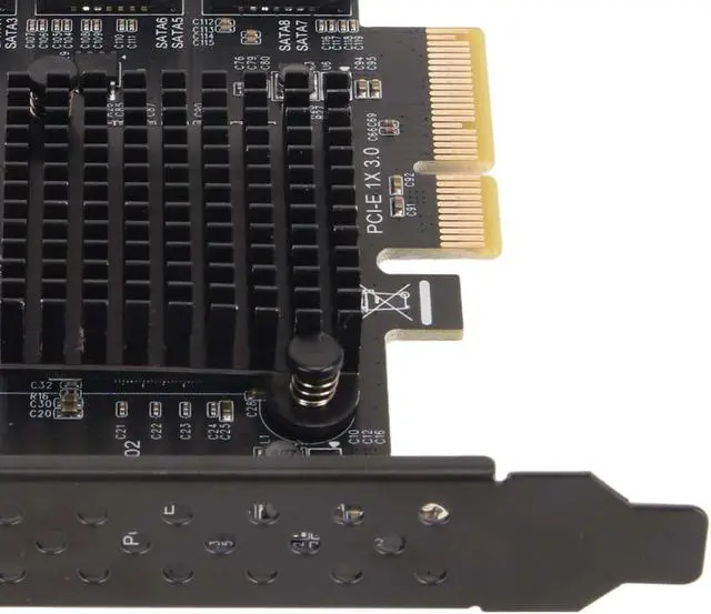 Alt view image 7 of 7 - Pomya 8 Port SATA Card, PCIE to SATA 3.0 Expansion Board with Large Heat Sink, Short Baffle for and Linux, Support Hot Swappable Boot System Disk