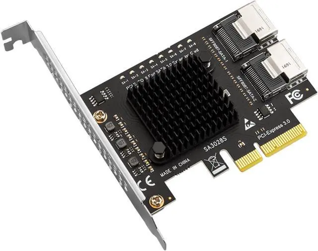 Alt view image 7 of 7 - 8 Port Sata 3.0 SFF8087 PCIe 3.0 X4 to Mini Controller PCIe to SFF 8087 SFF-8087 Adapter Expansion ASM1166 Chip