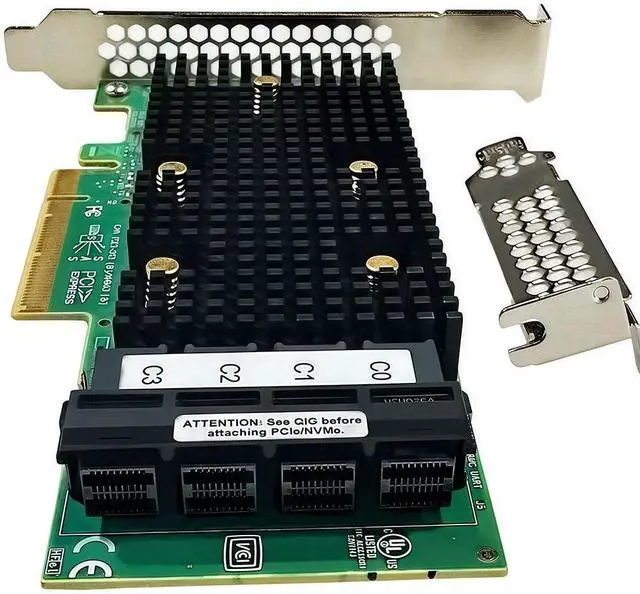 Alt view image 3 of 4 - SAS HBA Card Compatible with LSI 9400-16i IT Mode PCIe SATA Expansion Card, 16-Port 12Gbps PCIe 3.1, SAS Expander Support, SATA HBA Controller with 4X SFF-8643 Internal for ZFS TrueNAS unRAID NAS