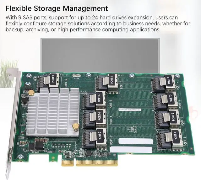 Alt view image 2 of 7 - SAS RAID Controller Card - AEC 83605 Support 24 Hard Drives Expansion, RAID Expander Card, 9 Ports PCIE X 8 Expander Card for Server DL380 388 G9 G10