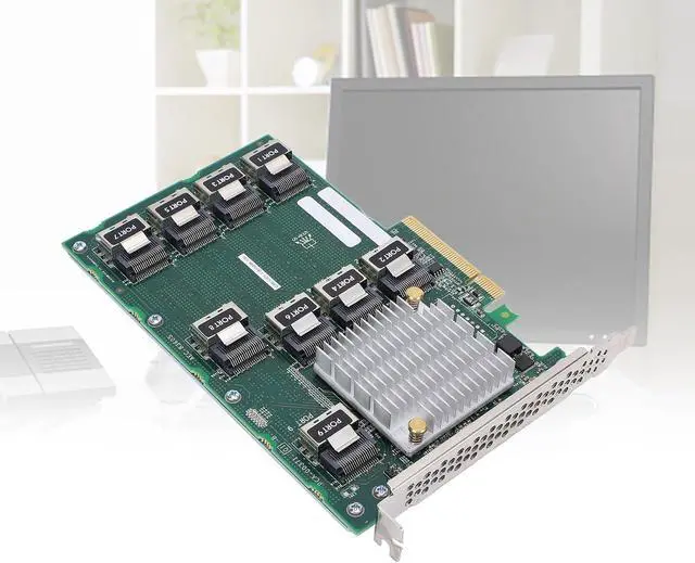 Alt view image 3 of 7 - SAS Controller Card AEC 83605 Powerful Data Transfer 24 Hard Drives Expansion 9 Ports PCIE X 8 Expander Card Server DL380 388 G9 G10