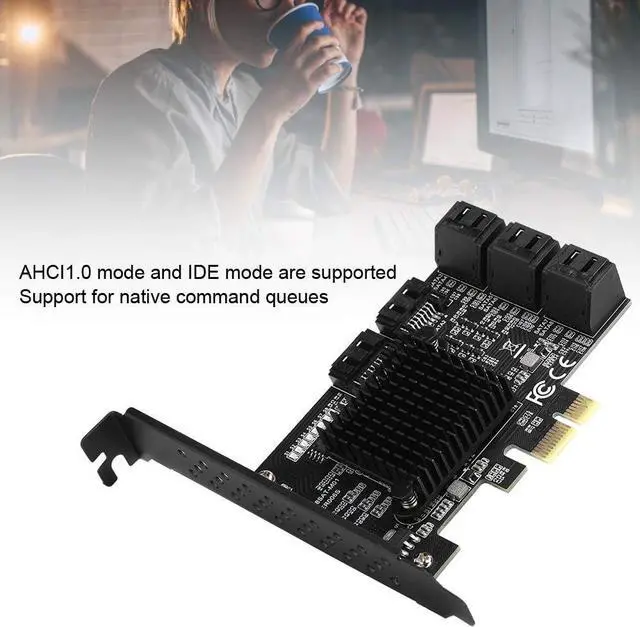 Alt view image 2 of 7 - PCE8SAT-M01 PCI-E to SATA 3.0 Expansion Card, 8-Port, Compatible with SATA 6G/3G/1.5G, PCI-E 1X 2X 4X 8X 16X Interface