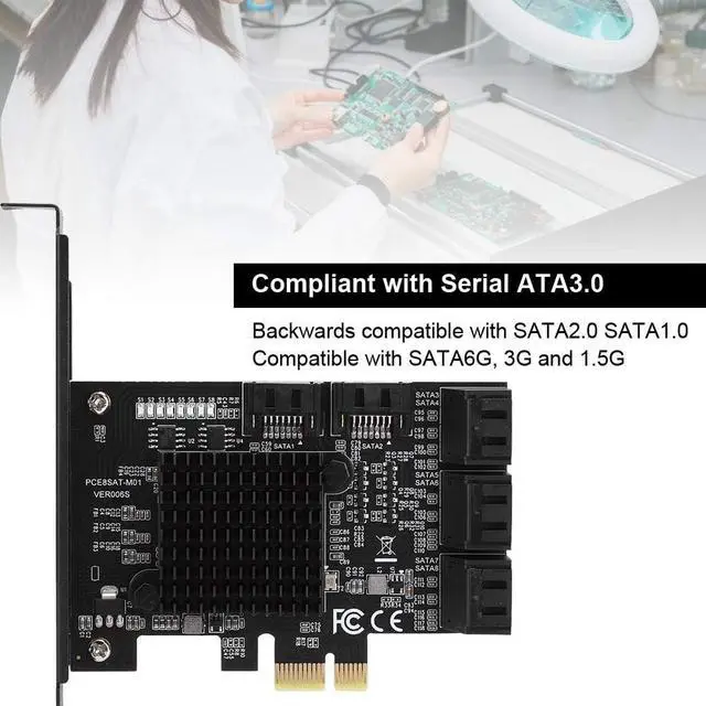 Alt view image 4 of 7 - PCE8SAT-M01 PCI-E to SATA 3.0 Expansion Card, 8-Port, Compatible with SATA 6G/3G/1.5G, PCI-E 1X 2X 4X 8X 16X Interface