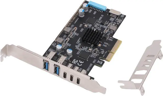 Alt view image 2 of 7 - PCIe to USB 3.2 Gen 2 Card HighSpeed 10Gbps Expansion for PC and Laptop Black 5 Ports