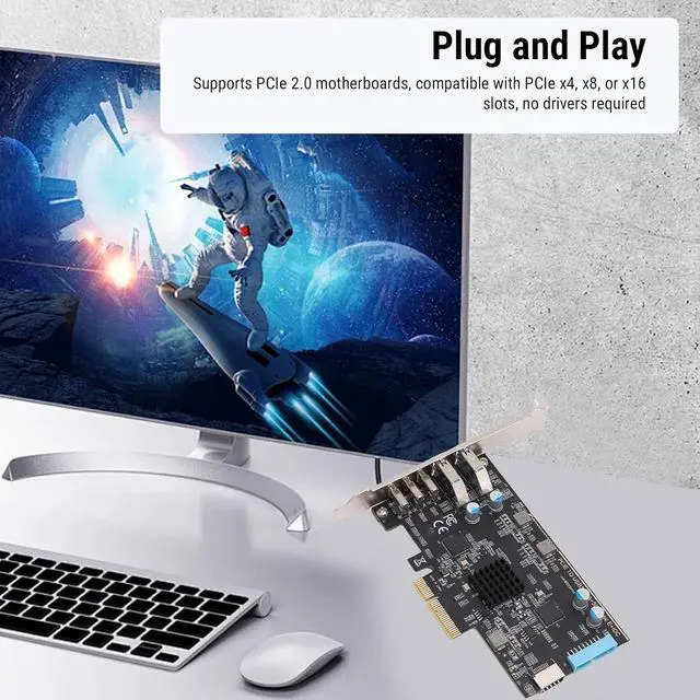 Alt view image 2 of 7 - Kadimendium PCIe to USB 3.2 Gen 2 Card HighSpeed 10Gbps 5 Ports Expansion Card for Desktop Black
