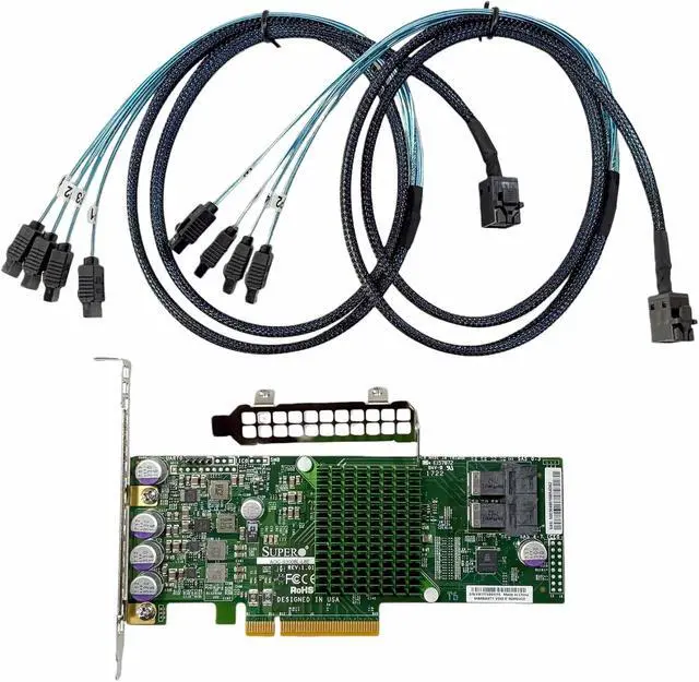 Alt view image 2 of 6 - 9300-8i LSI3008 AOC-S3008L-L8E HBA 8-Port 12Gb PCIe 3.0 IT Mode ZFS FreeNAS unRAID SAS SATA Expander+2*SFF-8643-SATA Cable