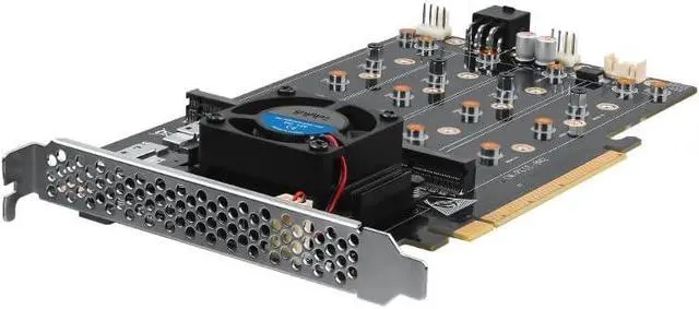 Alt view image 2 of 7 - 8-Drive NVMe SSD to PCIe 4.0 X 16 Adapter Card with Active Cooling (88048 8-Drive NVMe Expansion Card, Plain) Visit the oaknode Store (Plain)