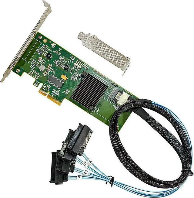 Alt view image 2 of 6 - SAS HBA Card Compatible with LSI 9211-4i IT Mode PCIe SATA Expansion Card, Expander Support, 4-Port 6Gb/s, PCIe 2.0,with 1x SFF-8087 to 4X 8482 SAS Cable for NAS TrueNAS unRAID