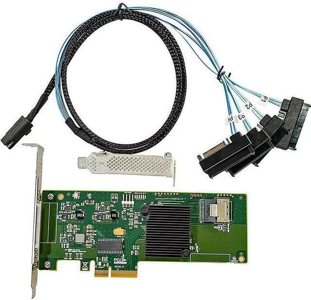Main image of SAS HBA Card Compatible with LSI 9211-4i IT Mode PCIe SATA Expansion Card, Expander Support, 4-Port 6Gb/s, PCIe 2.0,with 1x SFF-8087 to 4X 8482 SAS Cable for NAS TrueNAS unRAID