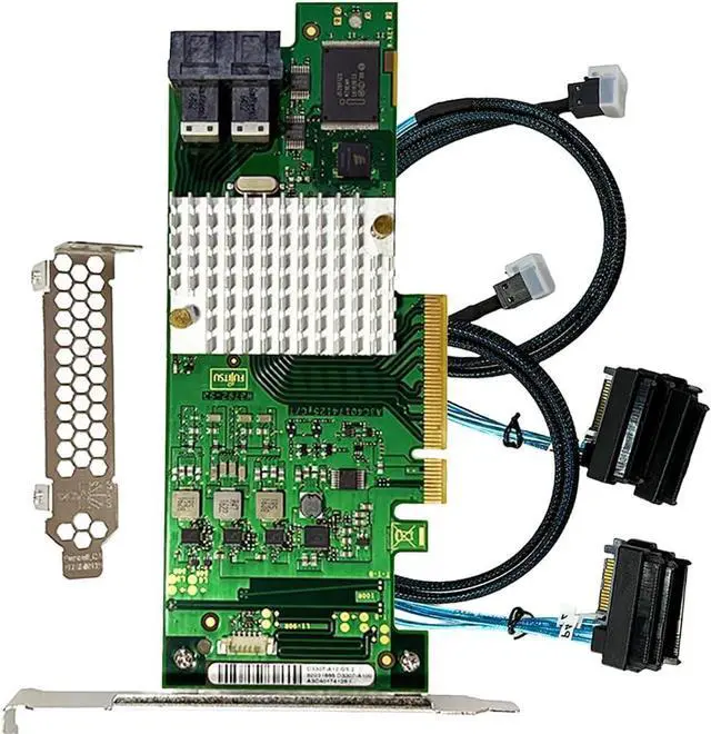 Main image of SAS HBA Card Compatible with LSI 9207 9300-8i IT Mode with SAS Cables | SAS3008 chipset, PCIe 3.0 x8, includes 2x 8643 to SAS cables, SAS expansion adapter, HBA for ZFS TrueNAS unRAID NAS
