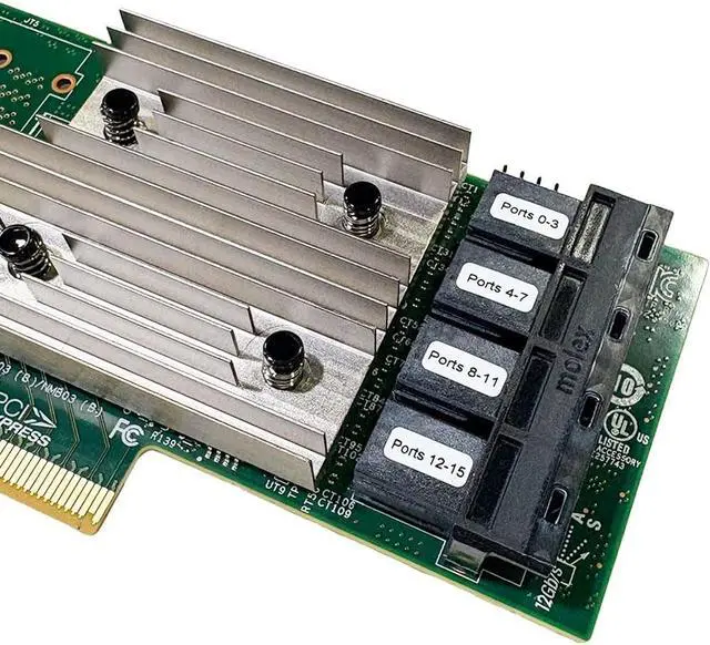 Alt view image 3 of 6 - SAS HBA Card Compatible with LSI 9305-16i IT Mode PCIe SATA Expansion Card, 16-Port 12Gbps PCIe 3.0, Expander Support, HBA Controller with 4X SFF-8643 to 8482 SAS Cables for ZFS TrueNAS unRAID NAS