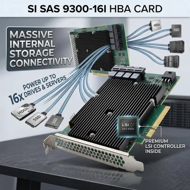 Alt view image 7 of 7 - Yosoo Health Gear LSI SAS 9300 16I HBA Card, 12Gbps 16 SATA SAS Port HBA Host Bus Adapter Card HBA RAID Controller Card PCIe HBA Expander Card for Windo w S for Linux for VMware
