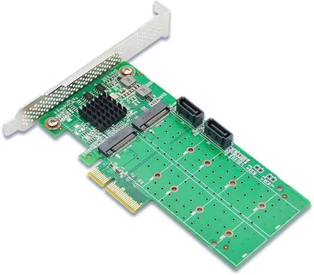 Alt view image 3 of 7 - PCIe x4 SATA RAID Controller Card, Dual M.2 and SATA 6Gb/s, Marvell 88SE9230, RAID 0/1 Support