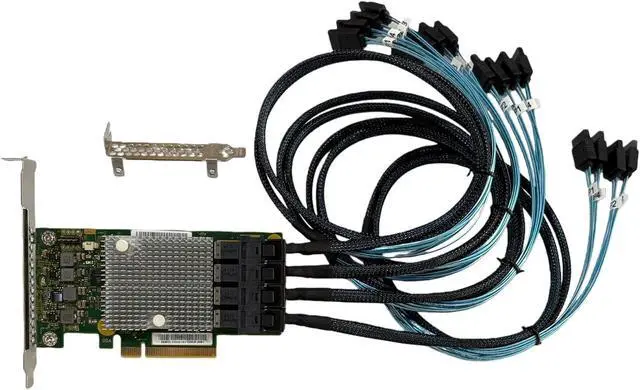 Alt view image 2 of 7 - SAS3216 SAS9305-16i 12Gbs 16 Port HBA RAID Controller Card PCIe 3.0 x8 IT-Mode SATA SAS Host Bus Adapter+4 * 8643 SATA Cable