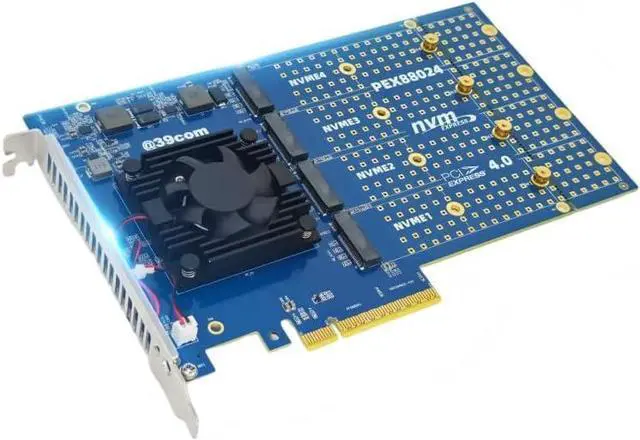 Main image of PCle 4.0 4-Pack M.2 NVMe Expansion Card Motherboard Without disassembly Active Heat Dissipation | Broadcom Original chip PEX88024
