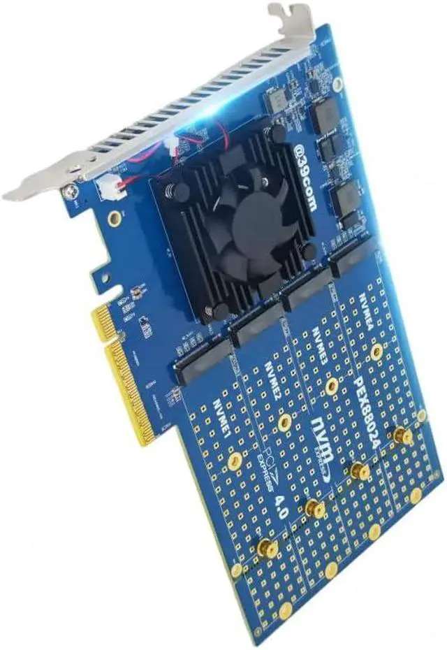 Alt view image 2 of 5 - PCle 4.0 4-Pack M.2 NVMe Expansion Card Motherboard Without disassembly Active Heat Dissipation | Broadcom Original chip PEX88024