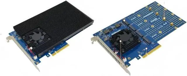 Alt view image 3 of 5 - PCle 4.0 4-Pack M.2 NVMe Expansion Card Motherboard Without disassembly Active Heat Dissipation | Broadcom Original chip PEX88024