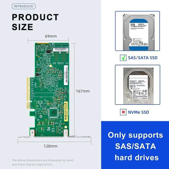 Alt view image 3 of 7 - PCIe to SAS/SATA Expansion Card (8-Port)-12Gbps Tri-Mode SSD Adapter with 2xSFF-8643 Ports for Server/Workstation Storage Upgrade
