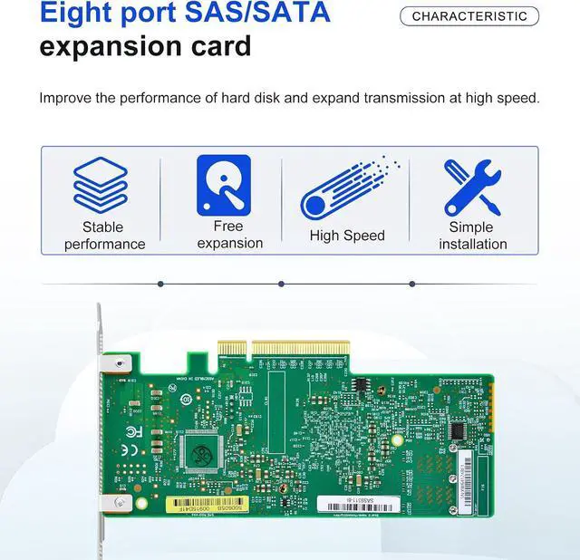 Alt view image 2 of 7 - PCIe to SAS/SATA Expansion Card (8-Port)-12Gbps Tri-Mode SSD Adapter with 2xSFF-8643 Ports for Server/Workstation Storage Upgrade