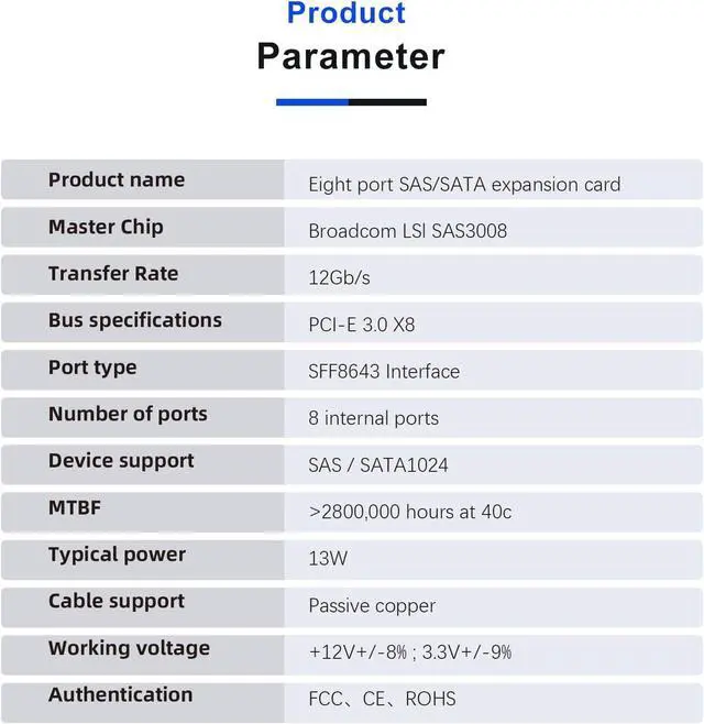 Alt view image 7 of 7 - PCIe to SAS/SATA Expansion Card (8-Port)-12Gbps Tri-Mode SSD Adapter with 2xSFF-8643 Ports for Server/Workstation Storage Upgrade