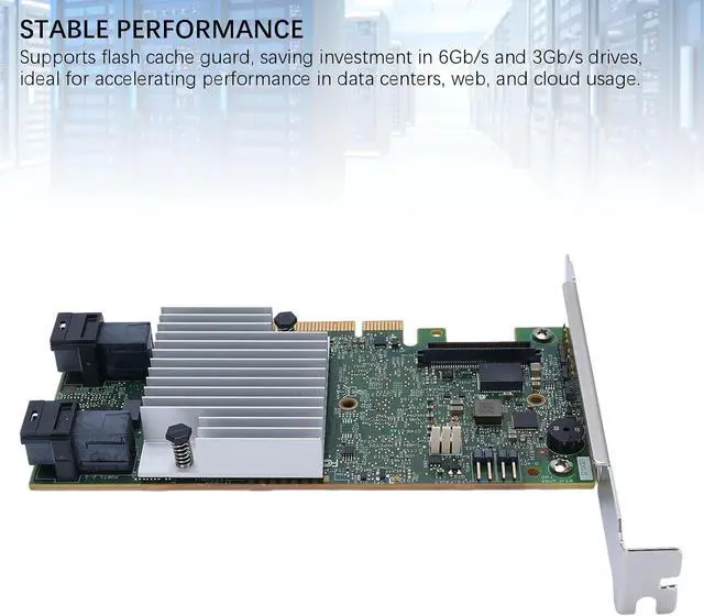 Alt view image 3 of 7 - RAID Card for Desktop, Server, Workstation, PCIe 3.0, 12Gb / s Data Transfer Rate, 2GB Cache, 128 SATA/SAS Ports, Supports RAID 0, 1, 5, 6, 10, 50, 60