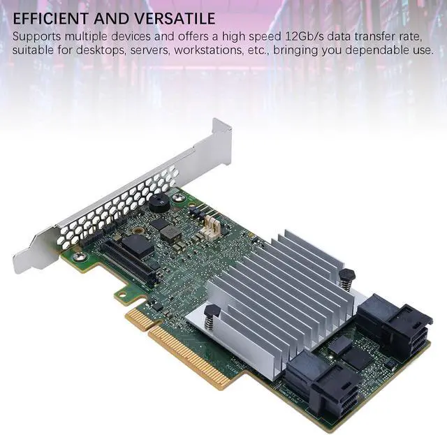 Alt view image 2 of 7 - RAID Card for Desktop, Server, Workstation, PCIe 3.0, 12Gb / s Data Transfer Rate, 2GB Cache, 128 SATA/SAS Ports, Supports RAID 0, 1, 5, 6, 10, 50, 60