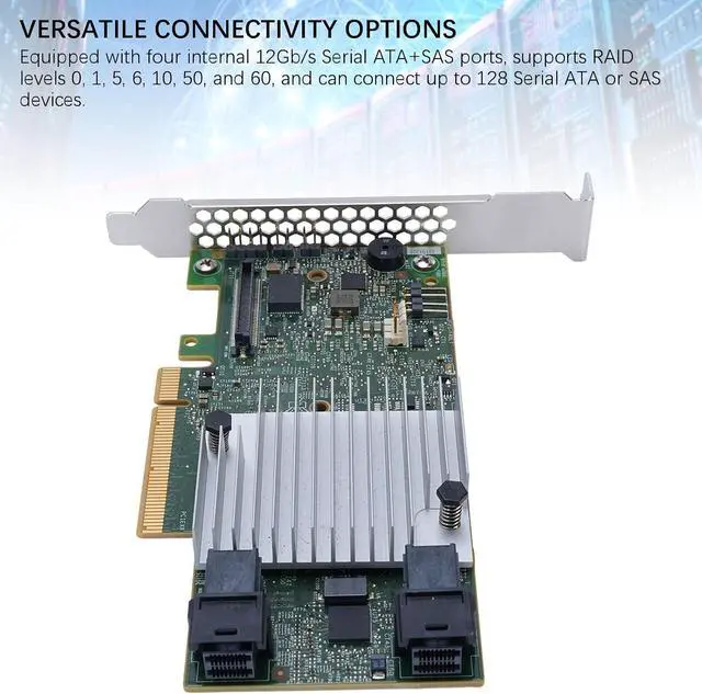 Alt view image 5 of 7 - RAID Card for Desktop, Server, Workstation, PCIe 3.0, 12Gb / s Data Transfer Rate, 2GB Cache, 128 SATA/SAS Ports, Supports RAID 0, 1, 5, 6, 10, 50, 60