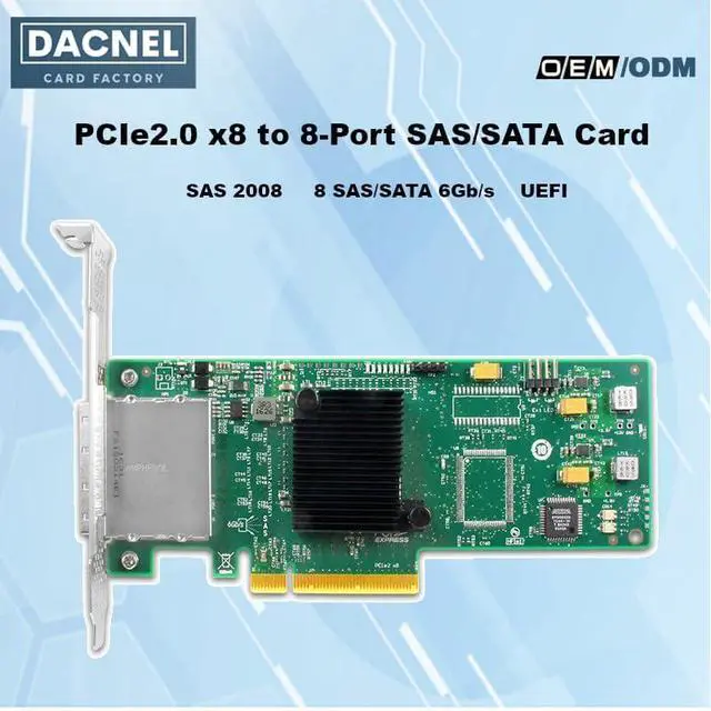 Alt view image 2 of 7 - PCIe x8 SAS/SATA Expansion Card, 8-Port 6Gb/s, Dual Mini-SAS SFF-8088 Interface