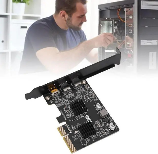 Alt view image 2 of 7 - PCIe USB 3.0 Card, 10Gbps Type C with DisplayPort 4K 60Hz Video Output, for Desktop PC, FR4 Circuit Board, Gold Plated PCB, Efficient Power Conversion