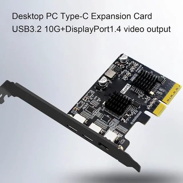 Alt view image 3 of 7 - PCIe USB 3.0 Card, 10Gbps Type C with DisplayPort 4K 60Hz Video Output, for Desktop PC, FR4 Circuit Board, Gold Plated PCB, Efficient Power Conversion