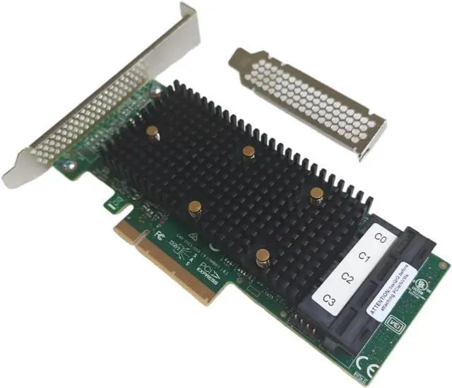 Alt view image 2 of 7 - SAS HBA Card Compatible with LSI 9400-16i IT Mode PCIe SATA Expansion Card, 16-Port 12Gbps PCIe 3.1, SAS Expander Support, SATA HBA Controller with 4X SFF-8643 Internal for ZFS TrueNAS unRAID NAS