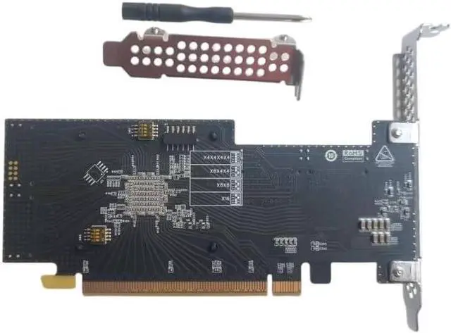 Alt view image 2 of 7 - Generic PCIe NVMe Expansion Card, PLX8749 Controller, 4X SFF-8654 Ports, PCIe 3.0 x16, 8-Device Support, Half-Height Form Factor