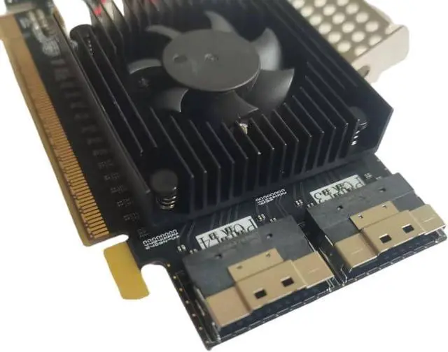 Alt view image 4 of 7 - Generic PCIe NVMe Expansion Card, PLX8749 Controller, 4X SFF-8654 Ports, PCIe 3.0 x16, 8-Device Support, Half-Height Form Factor