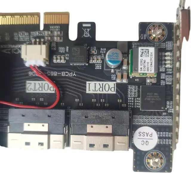 Alt view image 3 of 7 - Generic PCIe NVMe Expansion Card, PLX8749 Controller, 4X SFF-8654 Ports, PCIe 3.0 x16, 8-Device Support, Half-Height Form Factor