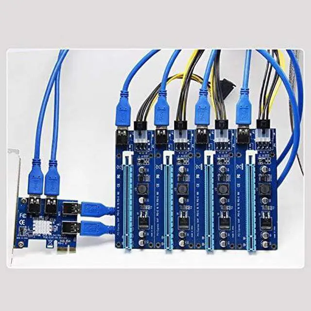 Alt view image 3 of 4 - Pcie 1 to 4 Pci-express, Pcie Riser Card 16X Slots PCI Expansion Card PCI-E 1X to External 4 PCI-E USB 3.0 Adapter Multiplier Card Bitcoin Mining Device for Bitcoin Miner