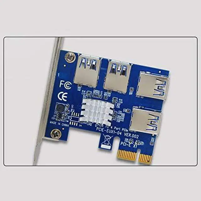 Alt view image 4 of 4 - Pcie 1 to 4 Pci-express, Pcie Riser Card 16X Slots PCI Expansion Card PCI-E 1X to External 4 PCI-E USB 3.0 Adapter Multiplier Card Bitcoin Mining Device for Bitcoin Miner